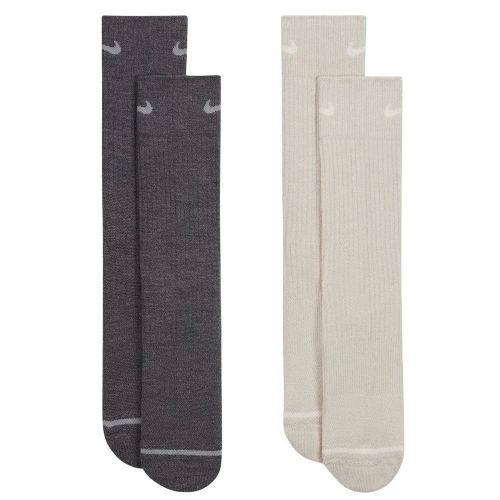 NEW 2‎ Pair Nike Everyday Wool Blend Men's 6-8 Cushioned Crew Socks W 6-10 Grey